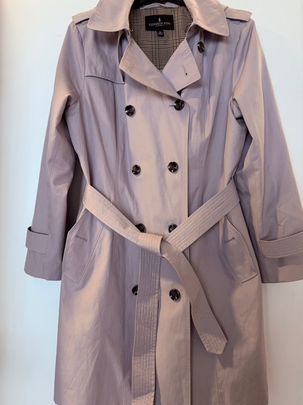 London Fog Women's Double-Breasted Lavender Trench Coat